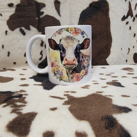 Cow Floral Ceramic Coffee Mug Tea Cup - Picture 2 of 6